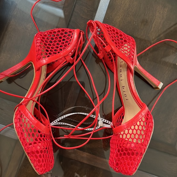 Gianni Bini
Reagan Mesh And Leather Ankle Wrap Square Toe Pumps - Picture 9 of 13